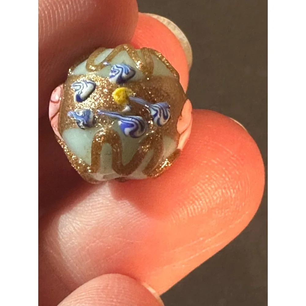 Vintage Murano Style Venetian Wedding Cake Lampwork Rose Beads Lot 54pc